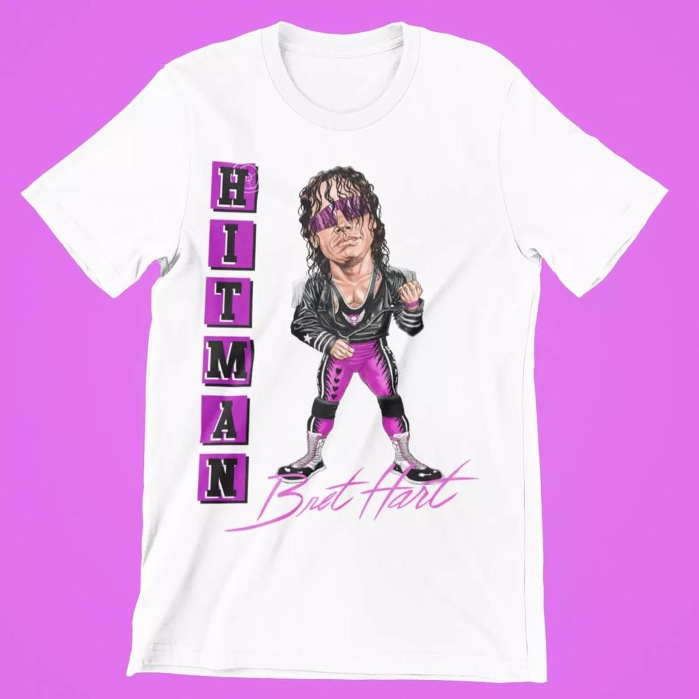 Bret Hitman Hart Caricature Vintage Retro Premium Blend Graphic T-Shirt Unisex T-Shirt S