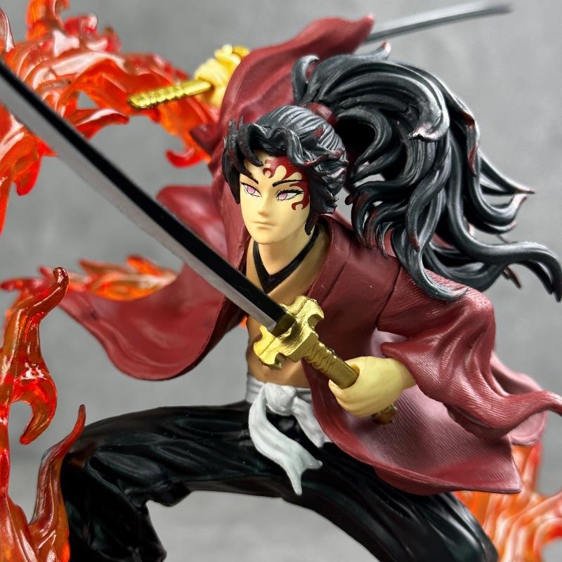 Kimetsu No Yaiba Fierce Battle with Black Death Mou Battle Tsukuni Enichi Luminous Version GK Statue Model Ornament Figure Wholesale