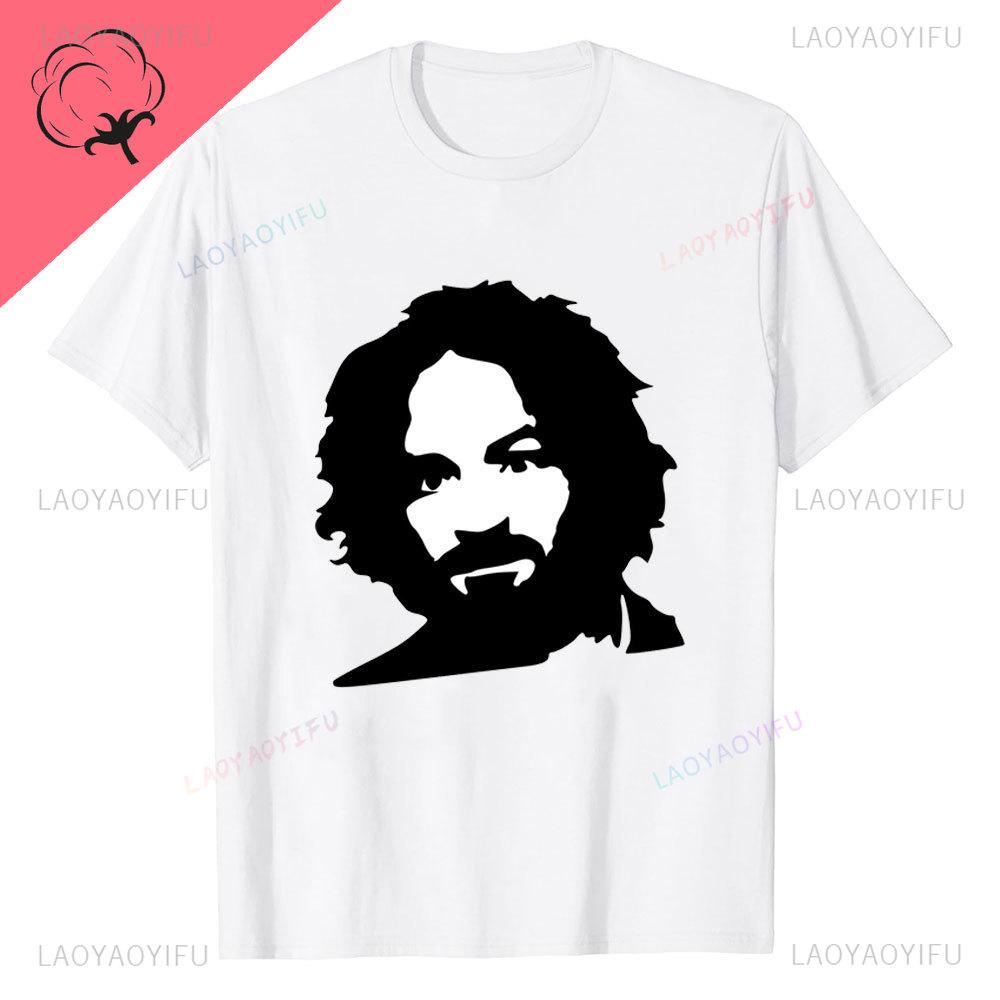 Neue Charles Manson Kurzarm Ästhetik Harajuku Streetwear Lässig Einzigartig Mode Belüftet Herren Sommer Bedrucktes T-Shirt Oberteile