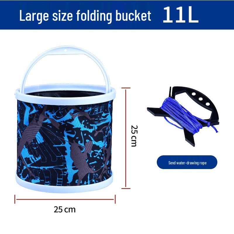 Foldable Fish Bucket with Rope & Anti-jump Net - Multi-functional for Fishing & Fish Protection