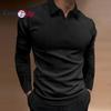 Polo da uomo a maniche lunghe in maglia Cozy Up, polo estivo vintage con bottoni
