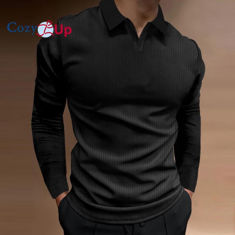 Polo da uomo a maniche lunghe in maglia Cozy Up, polo estivo vintage con bottoni