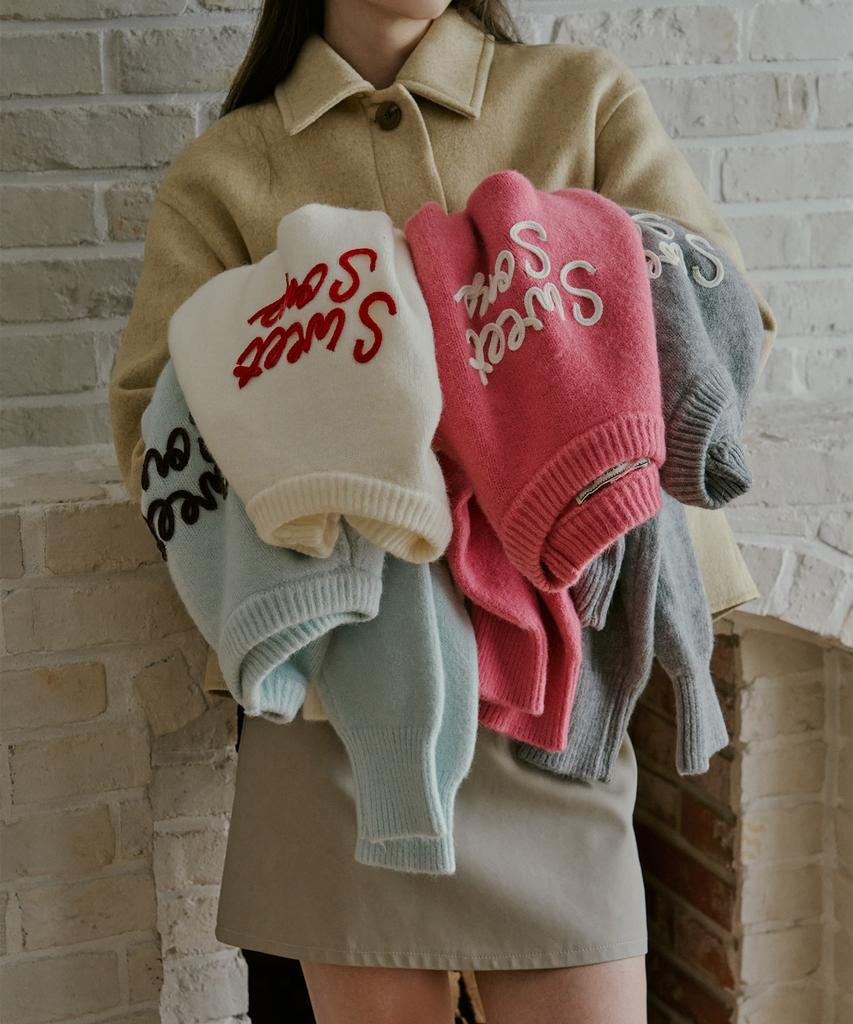 SWEET SOUP Lettering Point Crop Knit (Wbblkf1)