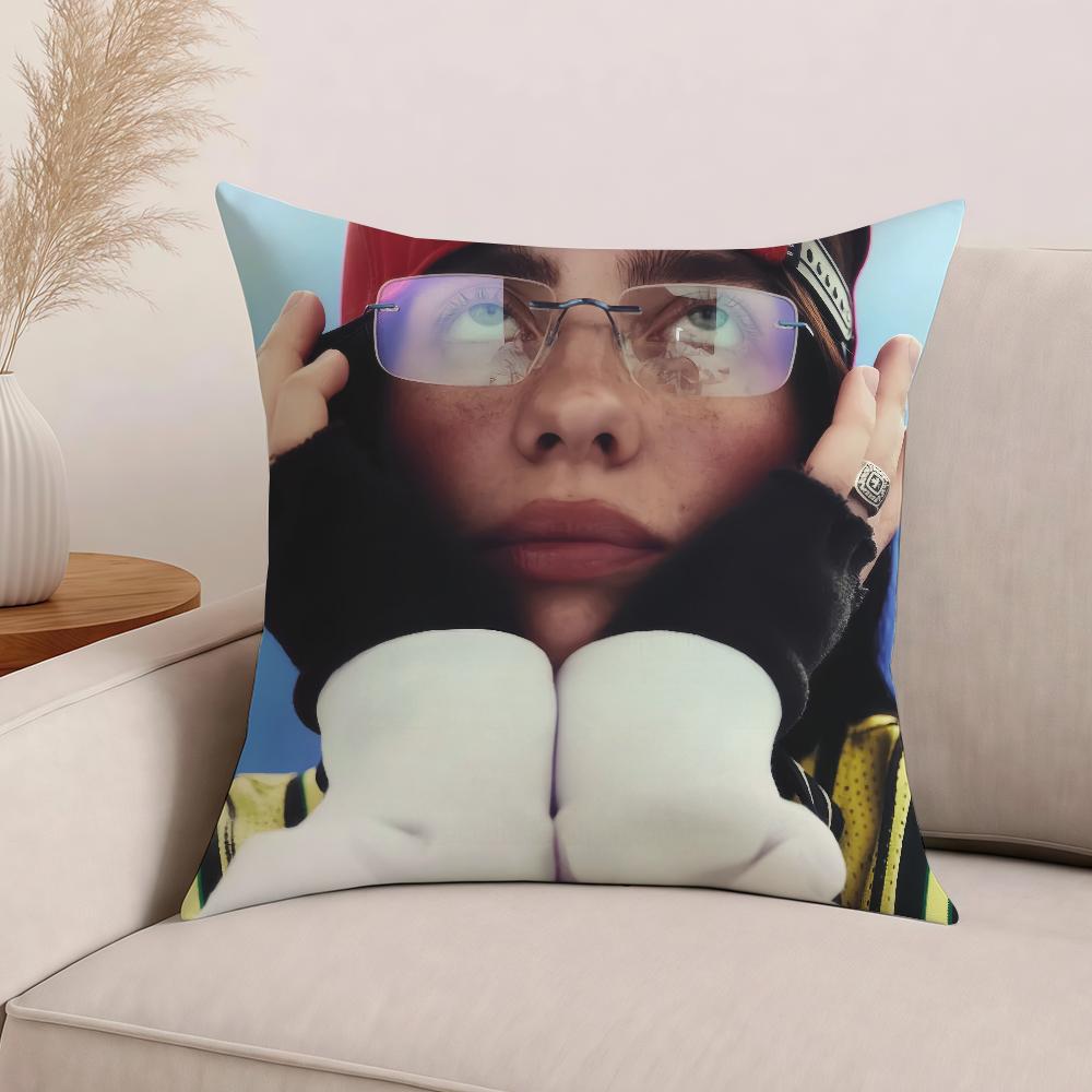 Singer B-Billie E-Eilish Hit Me Hard And Soft Pillow Case Office Cushions Suitable For Sofa Car Bedroom Decorative Cushion Cover