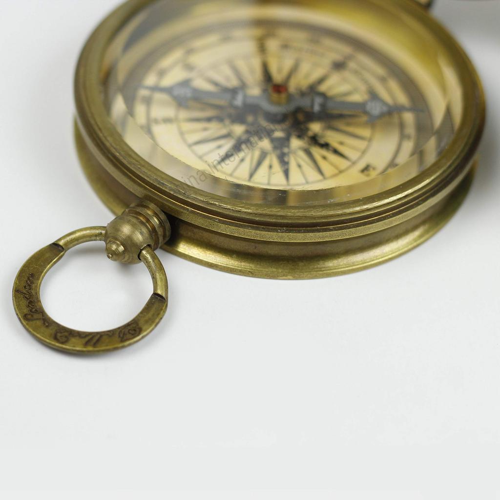 Nagina International, ''Robert Frost Poem'' Engraved Brass Compass with Embossed Needle & with Leather Case. C-3241 IQ-A51B-EARK
