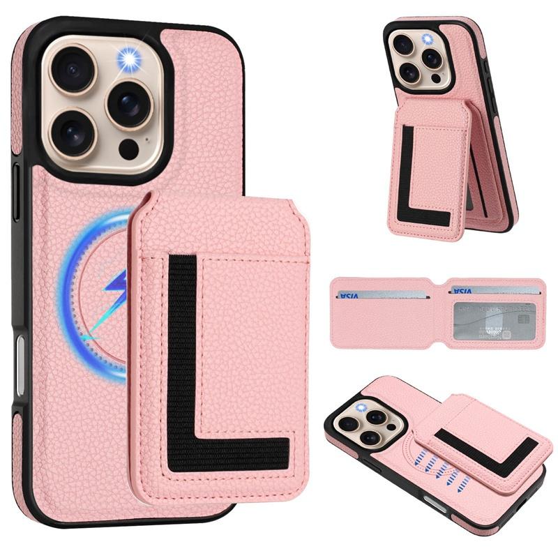 For Iphone 11 12 13 14 Pro Max 7 8 Plus SE 2 3 2022 Case Protective Cover Card Holder Stand Coin Magnetic Wallet Supports Wireless Charging