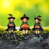3pcs Handmade Witch Holding Pumpkin Statue Cute Witch Ornament Halloween Statue  Bookshelf
