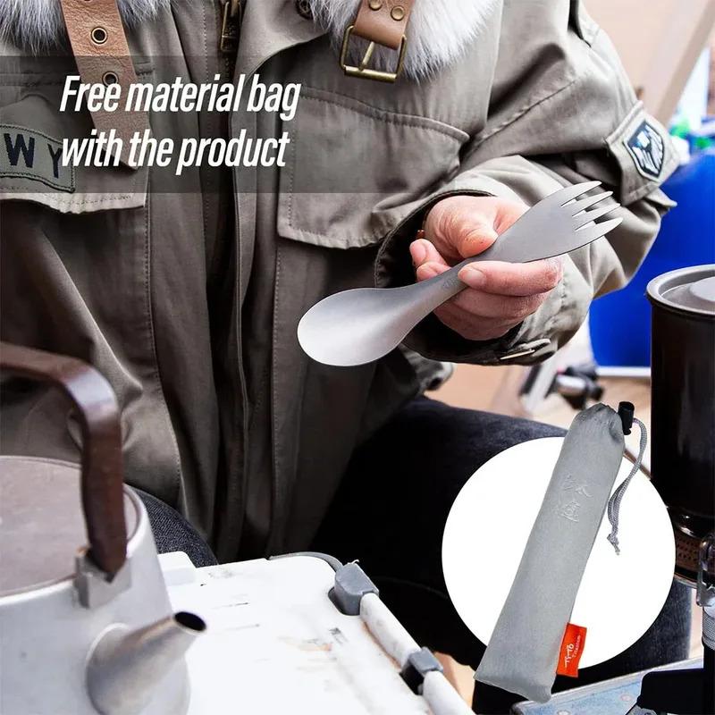 Tytanowy Spork 2 w 1 Łyżka Ultralekkie Naczynia Turystyczne Widelec Nóż Przenośny Kemping Piknik Podróż Ekologiczne Sztućce