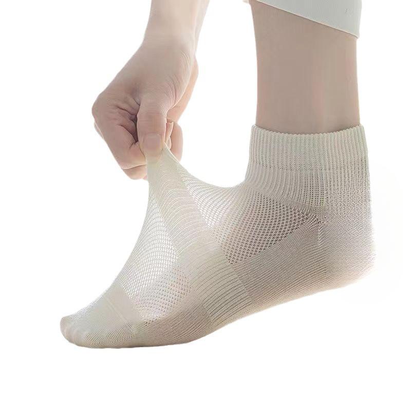 10 Pairs of Women's Spring and Summer Thin Mesh Breathable Antiodor Short Tube Cotton Socks