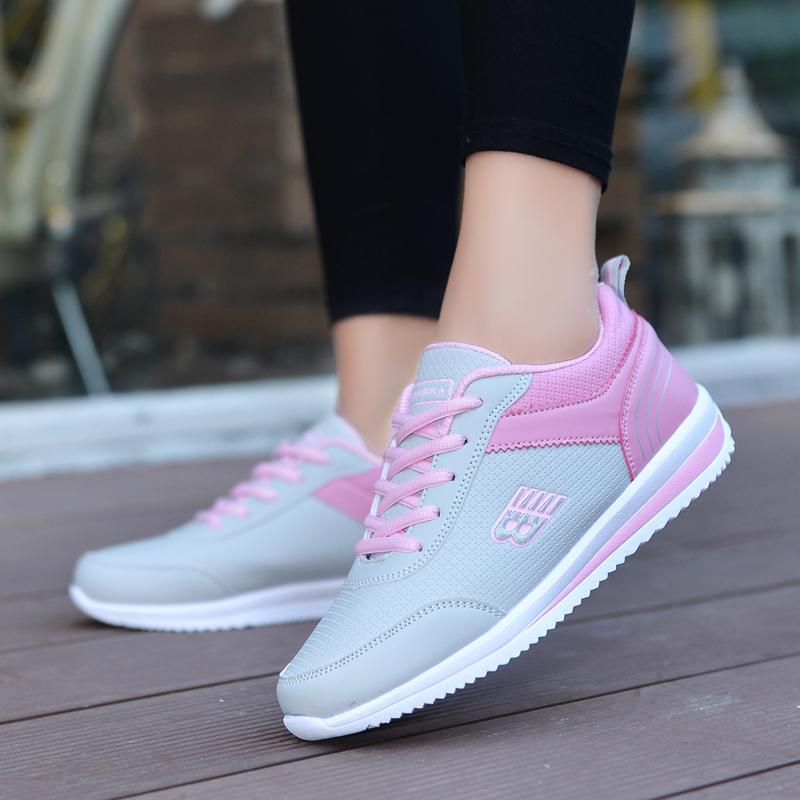 Damen PU-Leder Laufschuhe Elastische Freizeit-Sportschuhe Wasserdichte Outdoor-Trainings-Sneaker Leichte Jogging-Schuhe