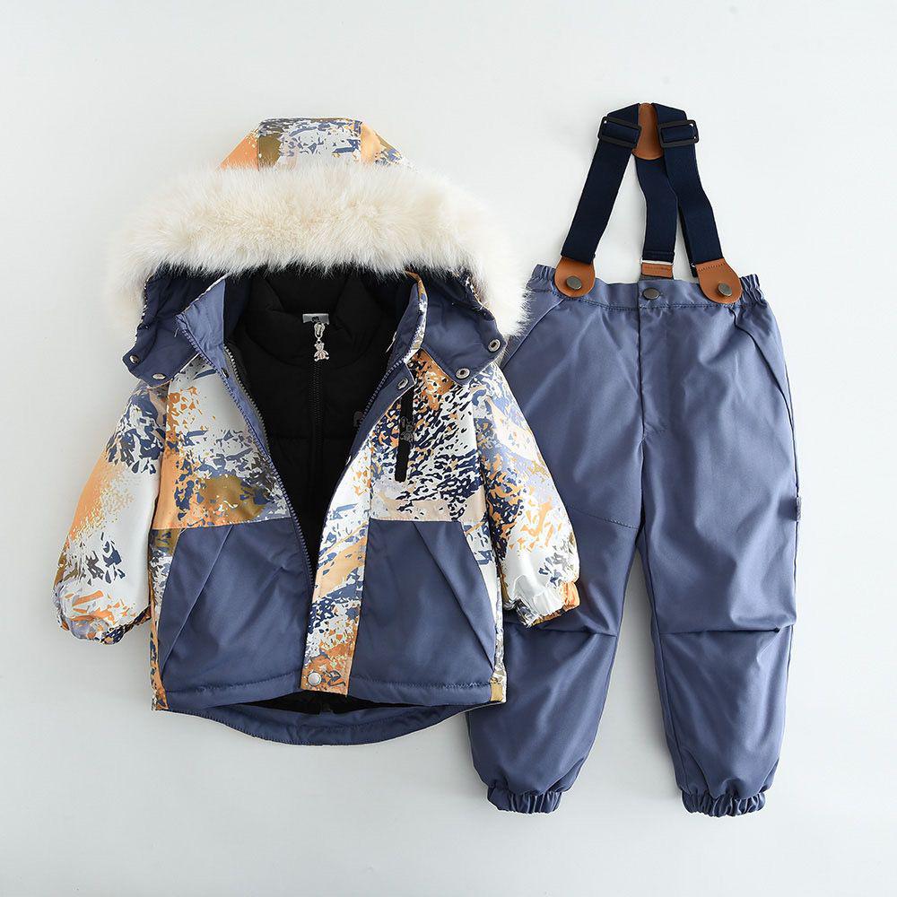 Zimowy kombinezon narciarski dla dzieci 2024 - Trzyczęściowy zestaw z podszewką polarową, wiatroodporny i wodoodporny dla niemowląt