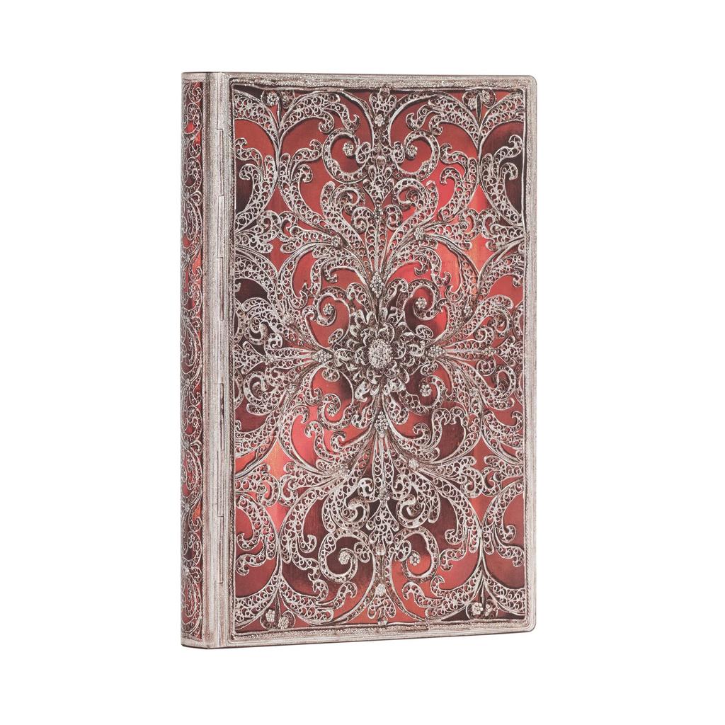 Paperblanks Flexis Mini A6 Softcover Garnet Silver Floral Notebook, Pattern, Ruled, FB9405-0
