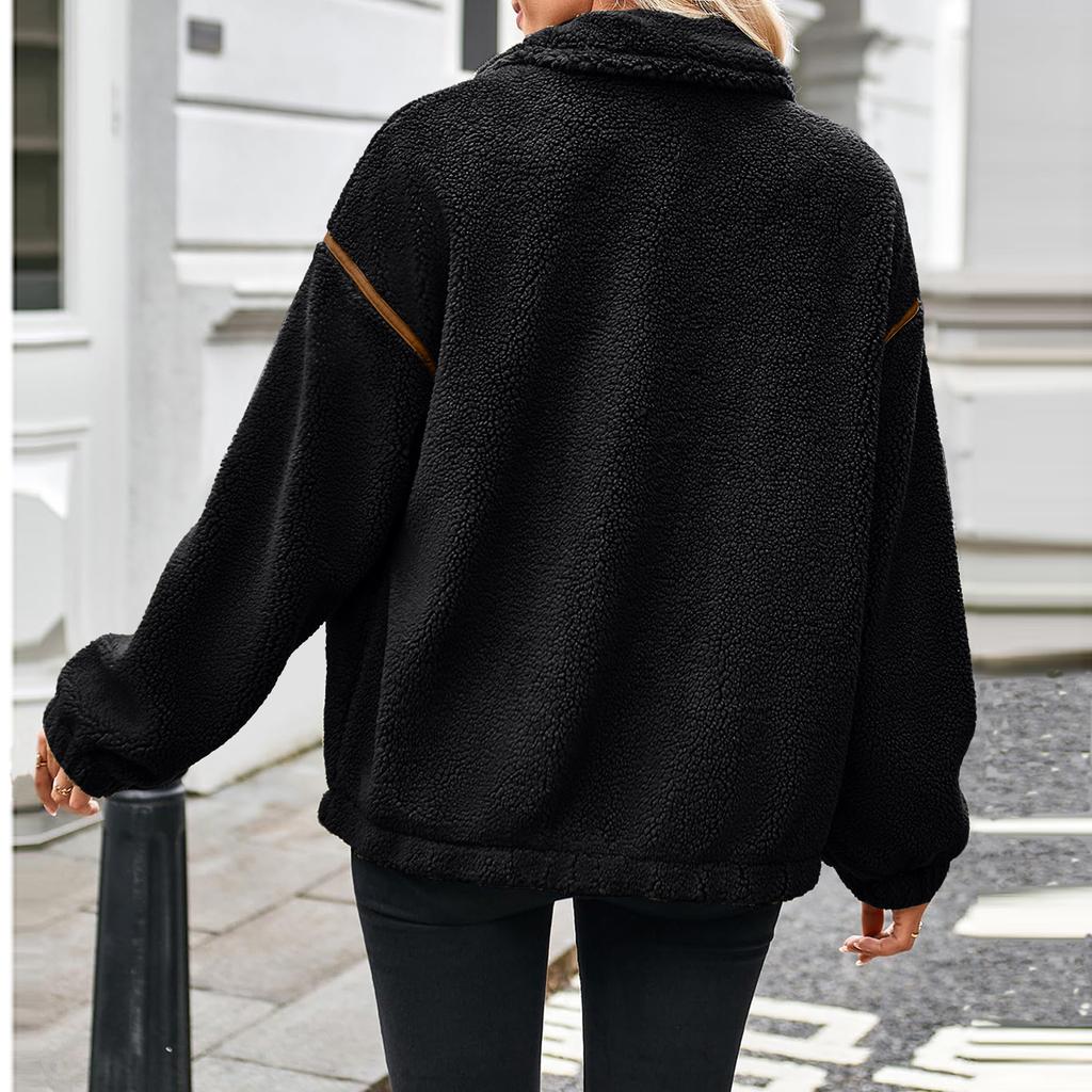 Women's Fashionable And Comfortable Regular Thick Collar Coat Top Plush Warm Coat