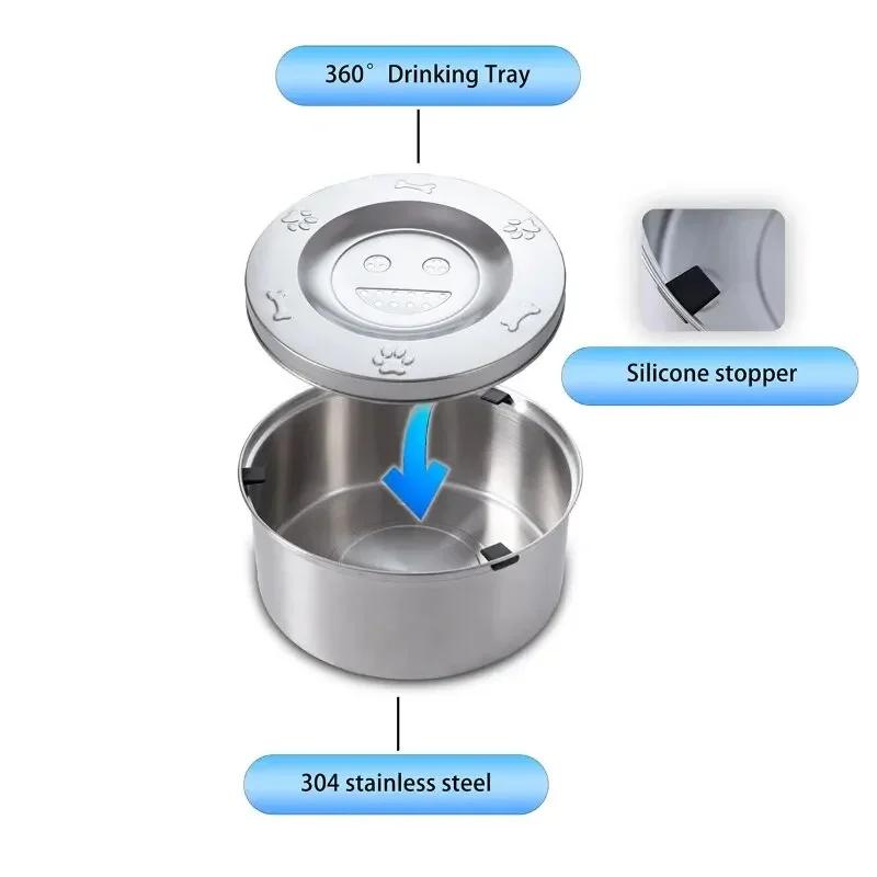 3L Dog Water Bowl Stainless Steel No Spill Large Capacity Dog Food Drink Bowl Slow Water Feeder,Spill Proof Pet Water Dispenser