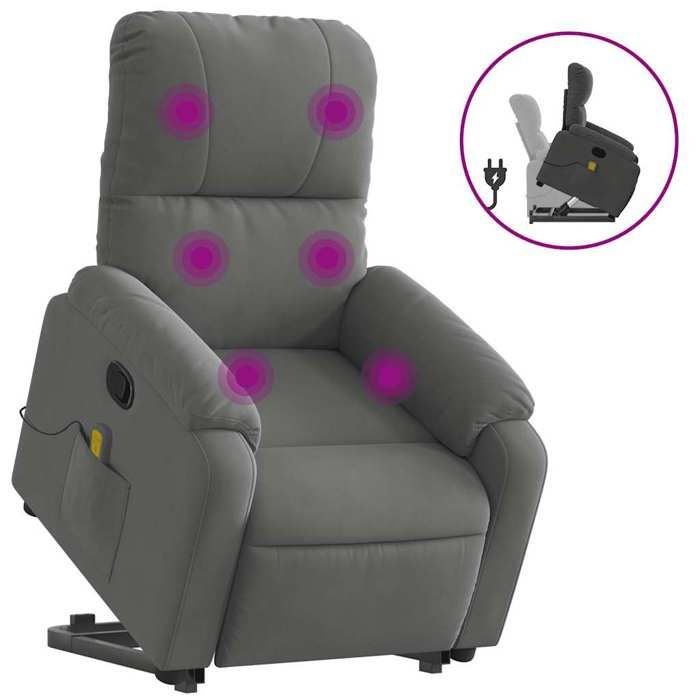 VidaXL Recliner Massage Chair Dark Grey Microfiber Fabric 3204938