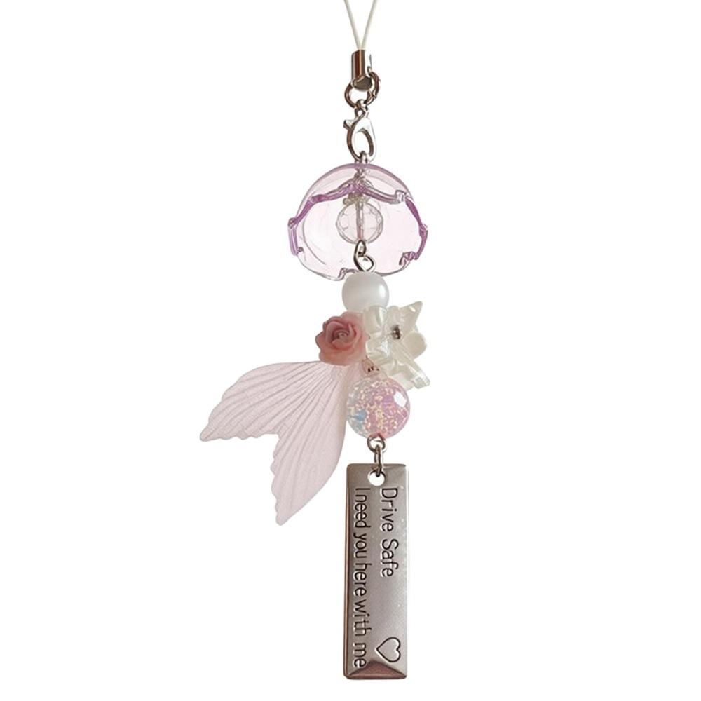 Tassel Rearview Mirror Pendant Transparent Car Interior Decoration Camera Keychain Type-B