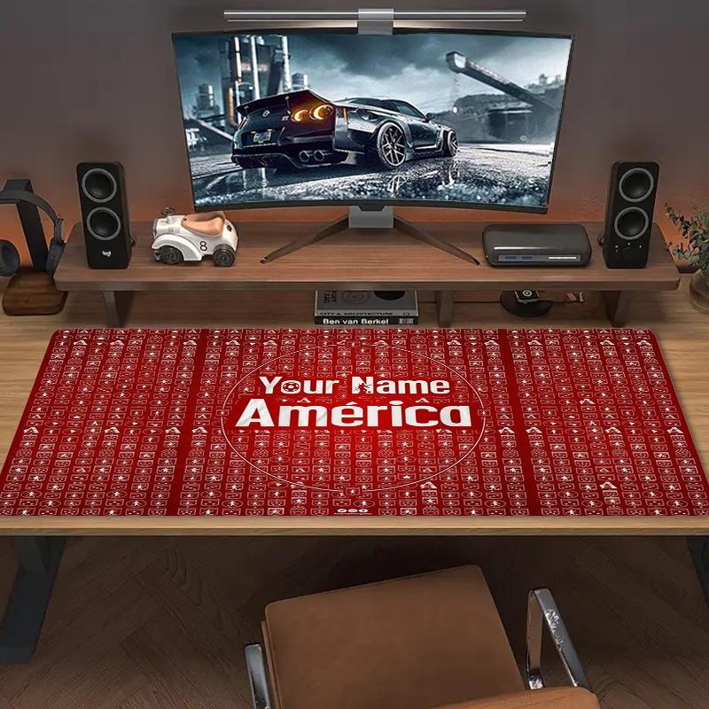 America De Cali Custom Name Large Size Mouse Pad Large Gaming Table Cushion Non-slip Laptop Tablet Big Mousepad XXL Mat Mini PC Playmat With Lock edge