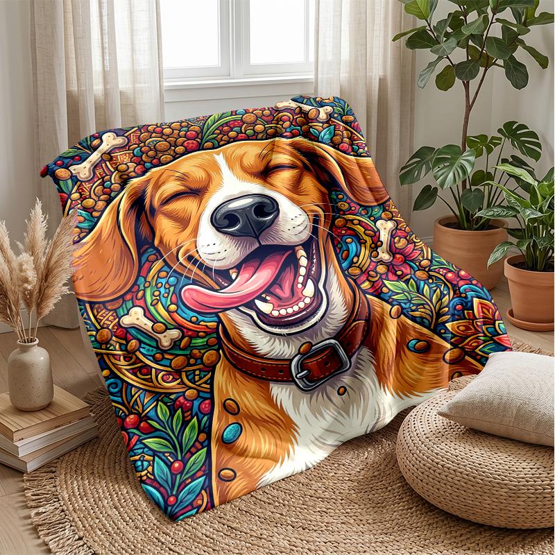 Dogs and Bones Pattern Theme blanket Lightweight Warm Flannel Blanket Decorative Throw Blanket for Home Decoration