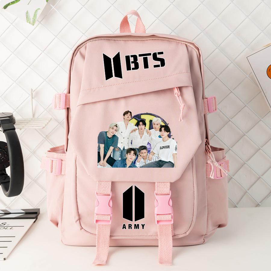 Korean Fashion Printed Backpack for Women Men Cute Youth School Bag Trendy Casual Daily Travel Shoulder Bag KTB