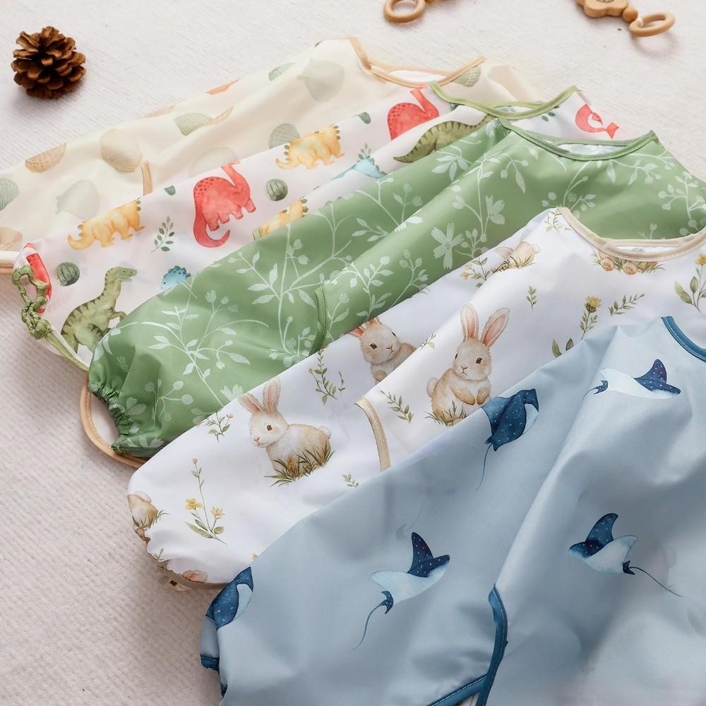Colorful Cartoon Printing Feeding Apron Easy To Clean Full Body Cover Bibs Baby Feeding