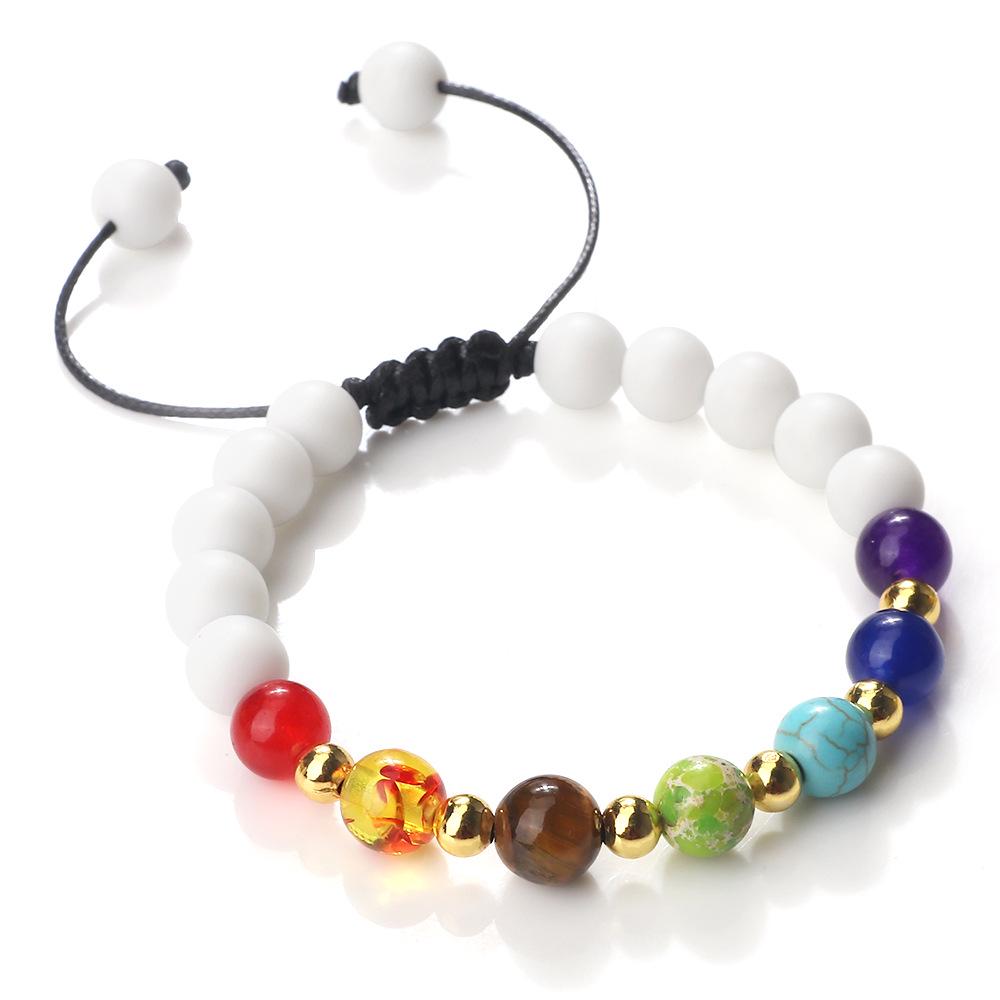 Adjustable Multicolor Beaded Bracelet with Volcanic Stone and Copper Alloy Beads