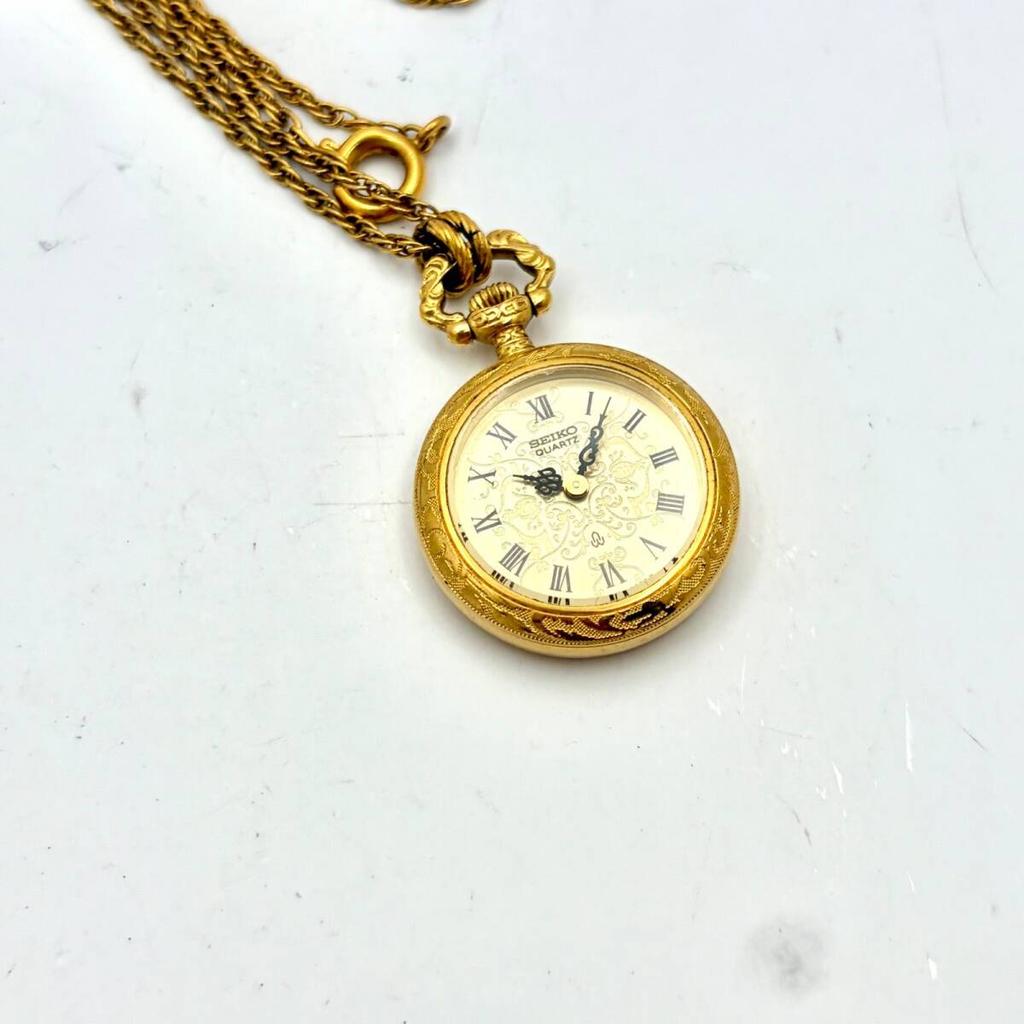 SEIKO Pocket Watch Gold Roman Numerals [Excellent Condition/New Battery]