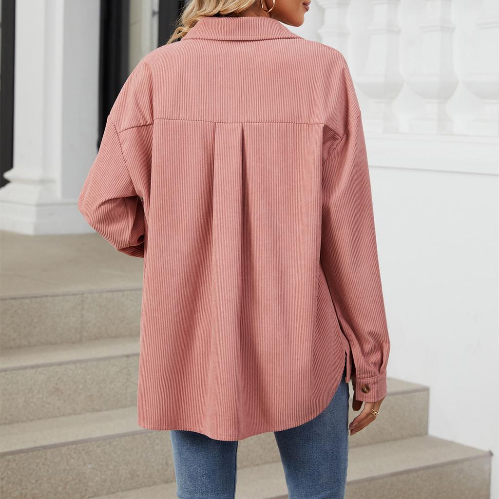 HNXC Dámské Vintage ležérní jednobarevný potisk Podzim Zima Dlouhý rukáv POLO bundy a kabáty