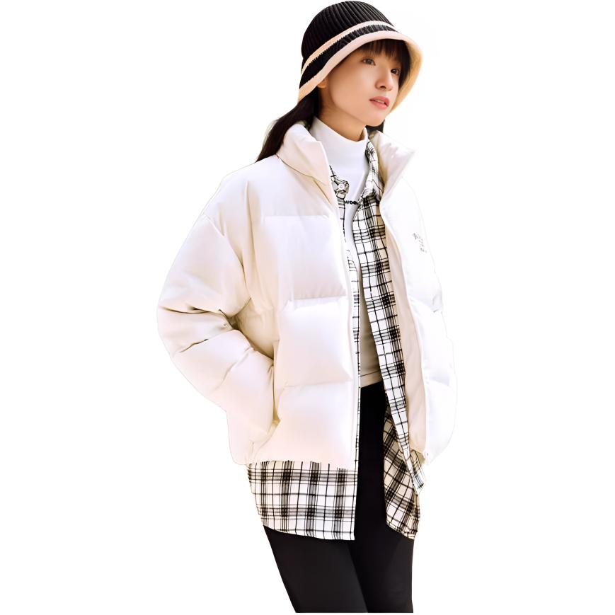 Anta Giacca Imbottita Comoda Traspirante Ampia con Zip Collo Alto Donna Capispalla Bianco Avorio 162448905N-1