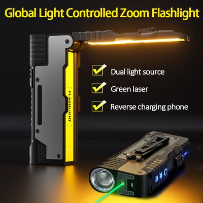 Outdoor Essential: M20 Strong Light Ultimate Flashlight,3-Light Source Flashlight with Magnetic Base,Articulating Side Light,Type-C Fast Charge
