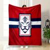 Fierce Lion Head On Red and Blue Stripes Patterned Flannel Blanket Perfect for the Bedroom Living Room, Sofa, or a Little Nap
