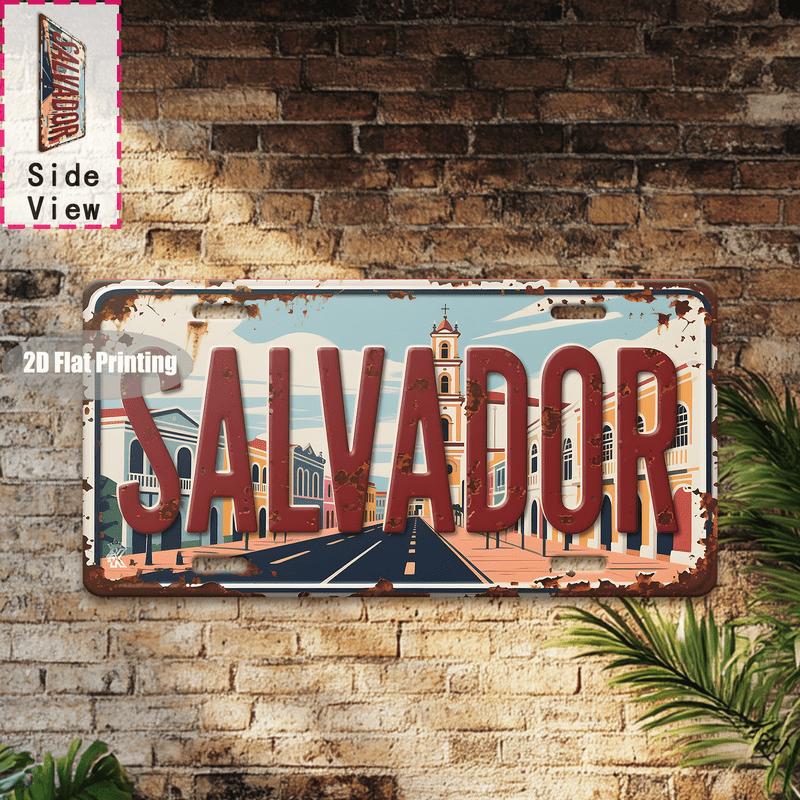 D Flatpc Retro SALVADOR City Metal Sign Bar Garage Cafe for Man Cave Living RoomBirthday Country Style