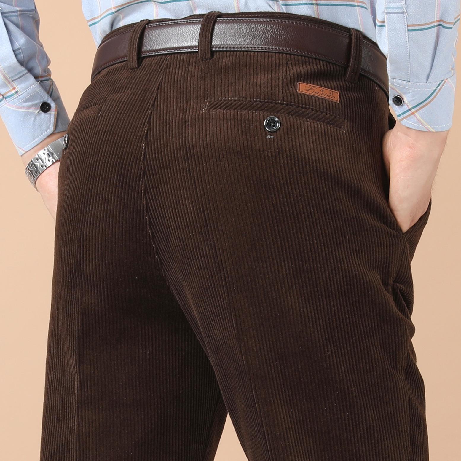 Value Vault Hoge Taille Corduroy Broek voor Heren - Puur Katoen, Losse Rechte Pijp, Herfst/Winter Casual Kleding voor Middelbare Leeftijd & Ouderen Waist 3 ft = Size 38