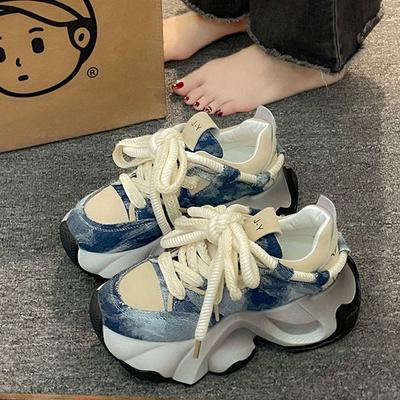 Mode Dames Chunky Sneakers Originele Casual Schoenen Designer Hoogteverhogende Sportschoenen voor Dames Vetersluiting Platform Gevulkaniseerde Schoenen