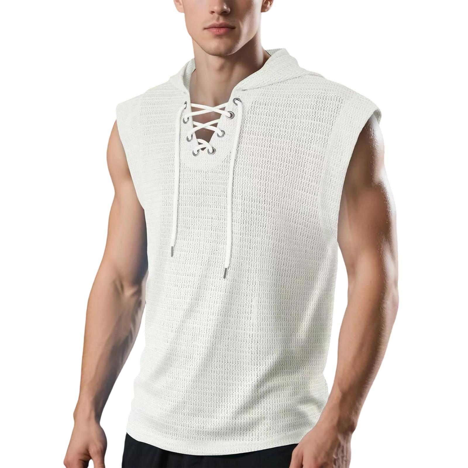 

Men S Fashionable Sleeveless Casual Shirt Vest Top XL білий