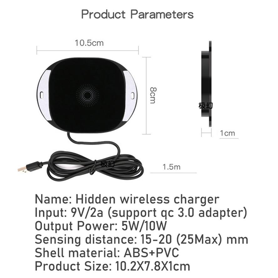 20mm Langstrecken-Wireless-Ladegerät unsichtbarer Marmor Schreibtisch Möbel Tisch versteckte Adsorption Für iPhone XR 11Pro Samsung S10 9