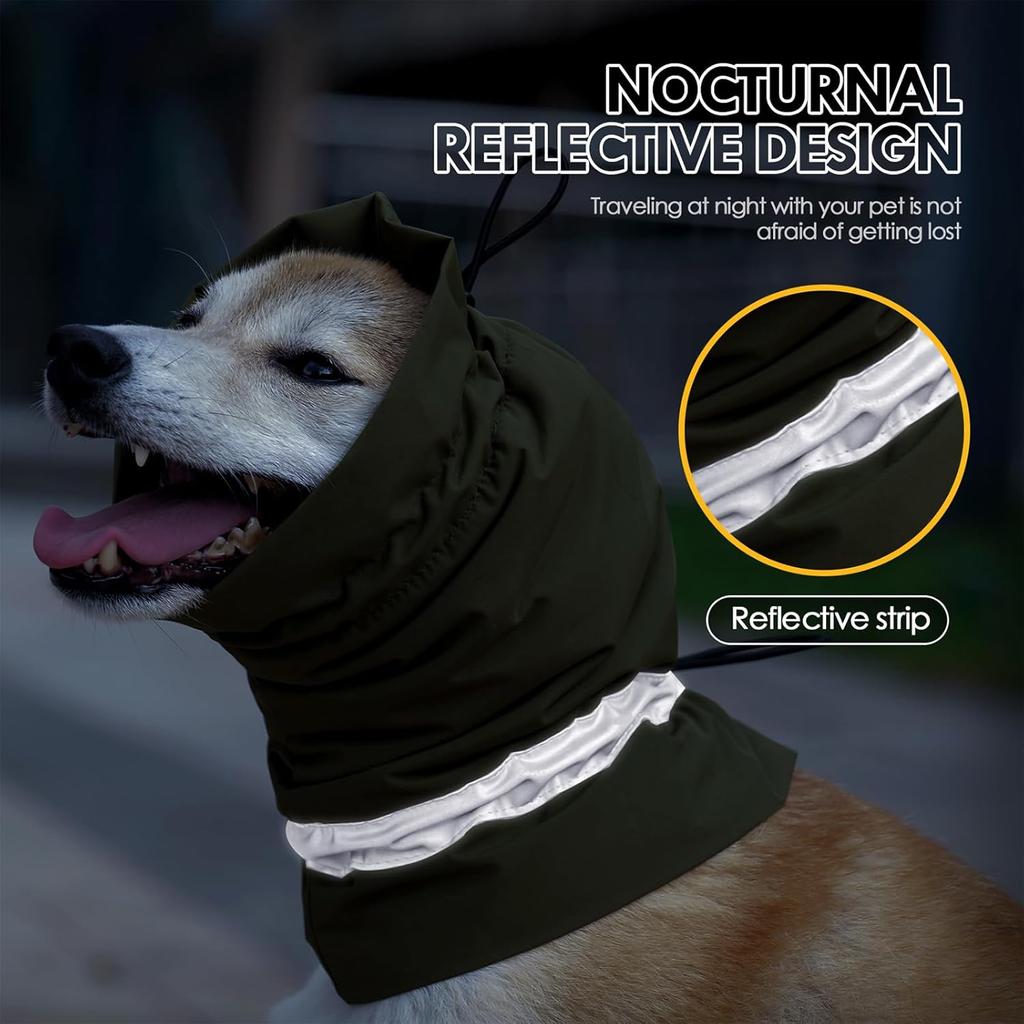 Adjustable Dog Head Cover Dog Neck Warmer Rainproof Dog No Shake Head Wrap Fireworks Pet Grooming Headband Pet Neck Gaiter