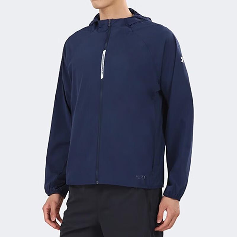 Under Armour Hooded Solid Color Comfortable Jacket And Elastic Long Pants Casual Sports Set Men sets 22500405-408+23600701-013