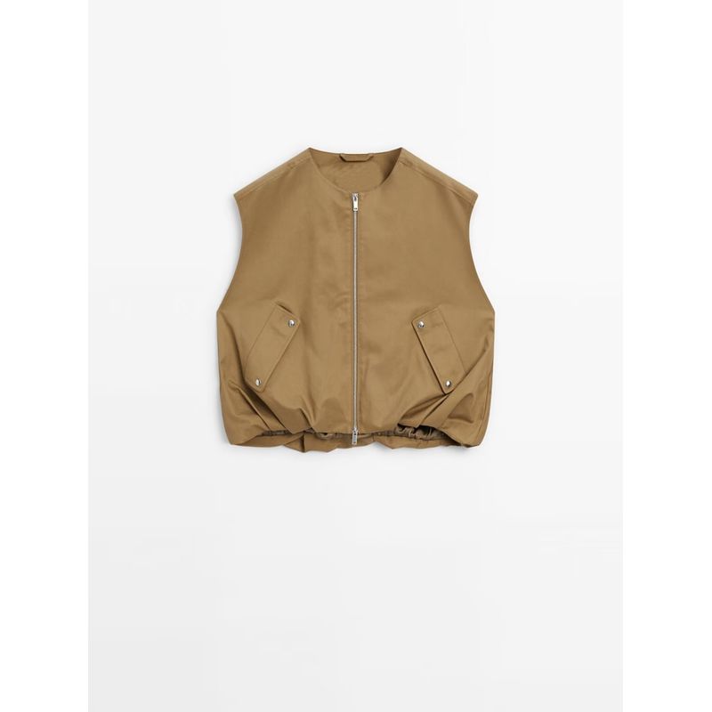 Za2024 Spring-Summer New Type Women's Clothing Casual Bandage Dress Round Neck Vest Jacket Short Coat 06745807 742