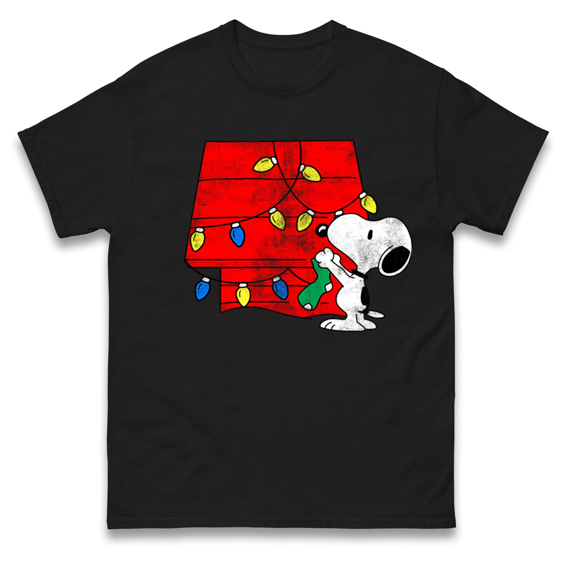 Snoopy Christmas Lighting House Mens T Shirt Womens Tops Tees 4XL