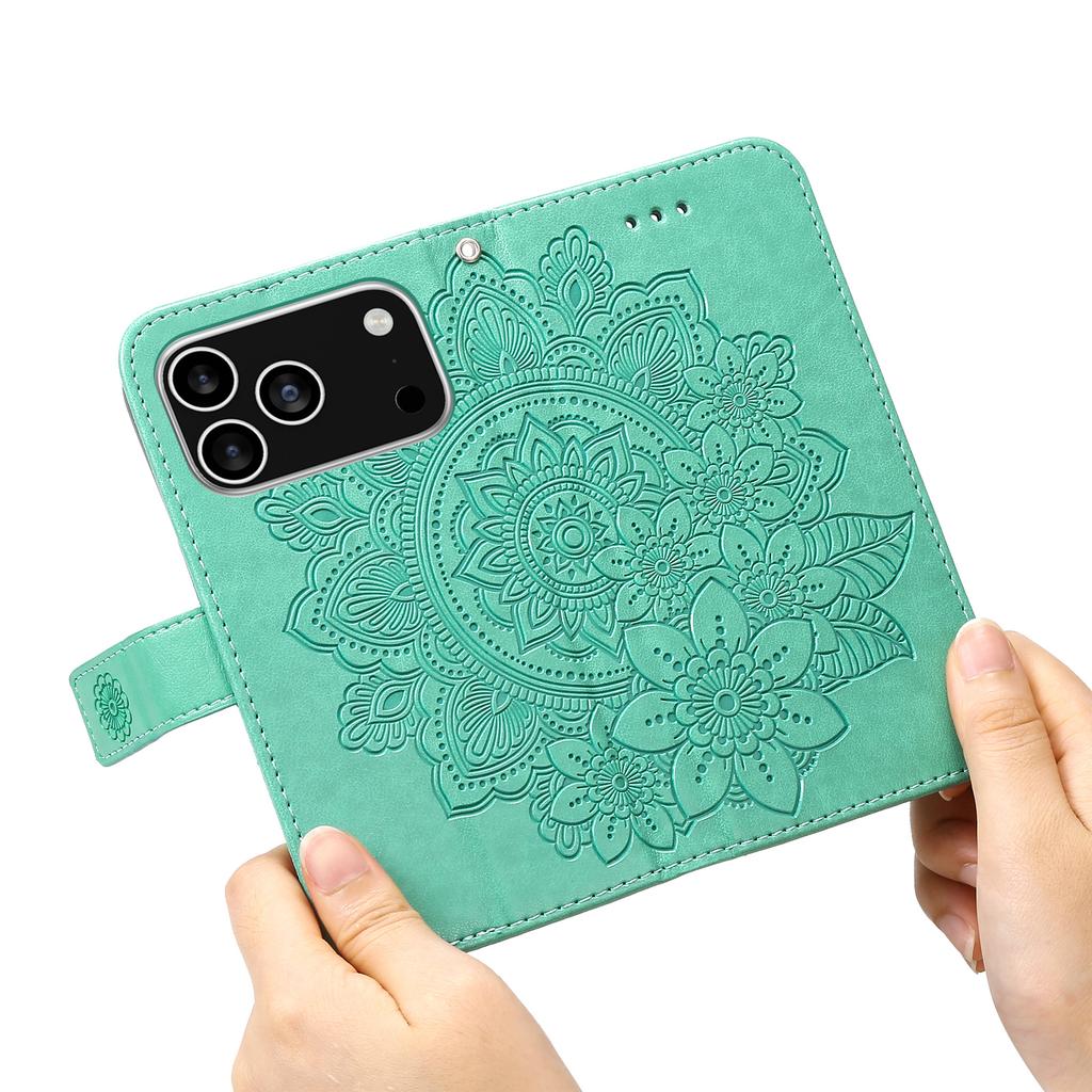 For iPhone 17 Pro Case Floral Pattern PU Leather Wallet Stand Phone Cover