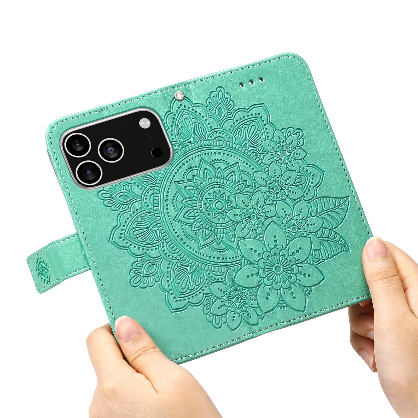 

For iPhone 17 Pro Case Floral Pattern PU Leather Wallet Stand Phone Cover Purple