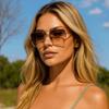 Zinc Zinc Alloy Double-bar Sunnies Eyewear Anti-UV Plain Glasses Unisex Polarized Sunglasses  Summer