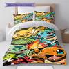 Pokmon Bedding Set Flying Pokmon Anime Duvet Cover Polyester Soft Bed Linen Set -QJY