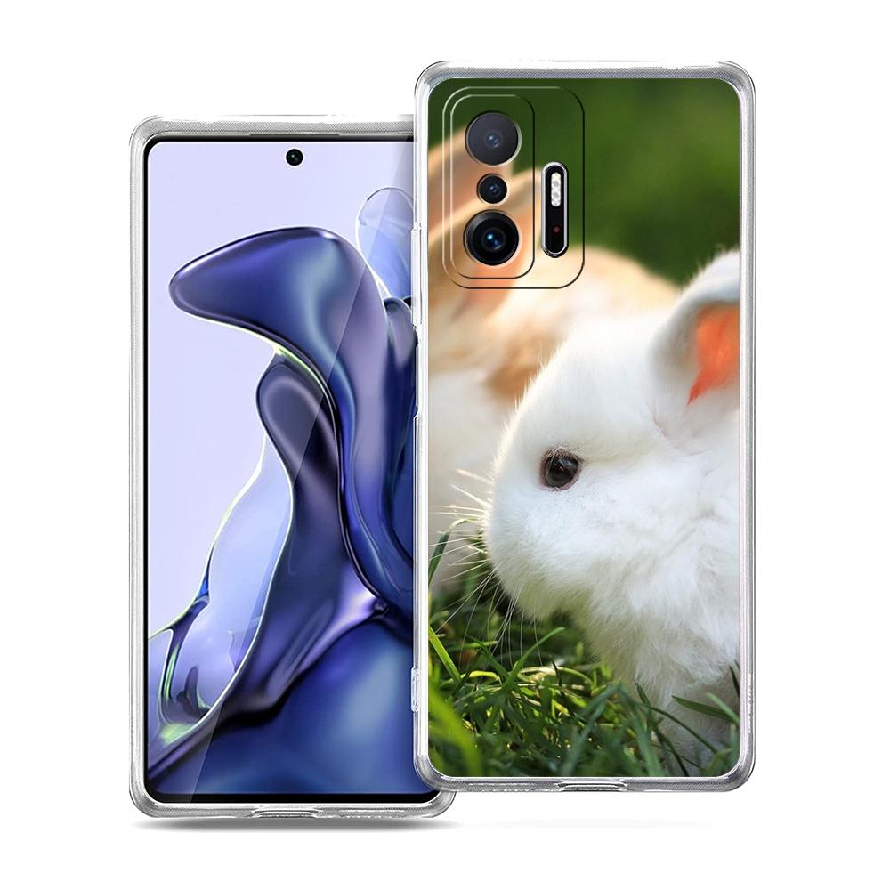 Cute White Baby Rabbits Phone Case For Xiaomi Mi Poco X6 X5 NFC X3 F6 F5 Pro F4 F3 15 14T 14 13T 12T 12 13 Lite 11 Clear Cover