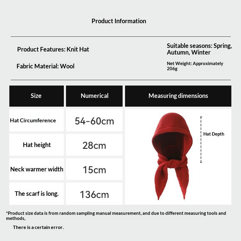 2026 New Adult Women's Sunproof Balaclava Hat & Scarf Set Winter Warm Neck Knitted Spandex/Polyester Hooded Skin-Friendly