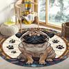 Cute Hachiko dog pattern Flannel-printed round floor mats are slip-resistant Suitable living room bedroom terrace garden carpets