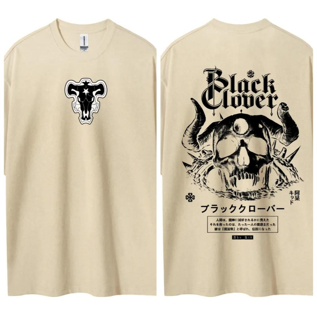 Black Clover Tshirt Mens Pure Cotton Casual  Round Neck Tshirt Short Sleeve Clothing Summer Sports Casual Short Sleeve Top
