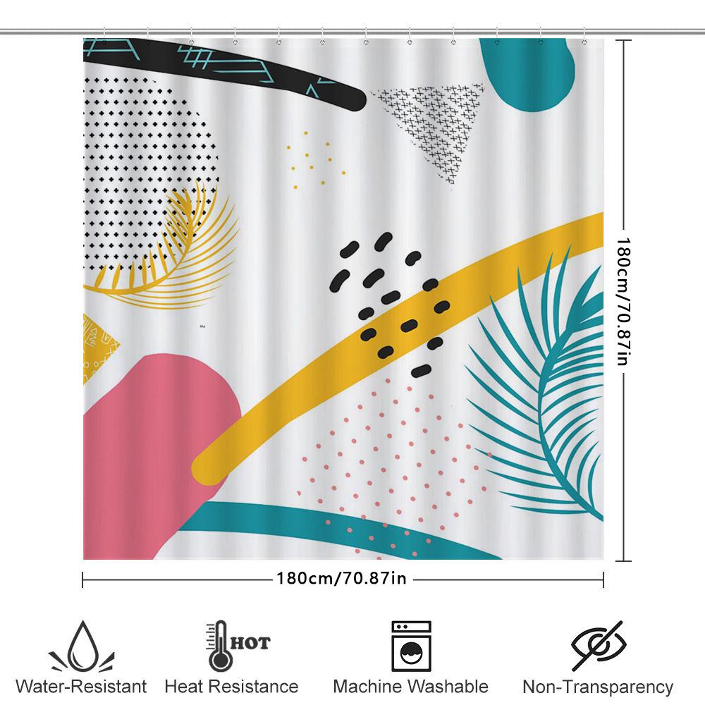 Modern Retro Style Bath Shower Curtain With Geometric Patterns Perfect For Bathroom Decor
