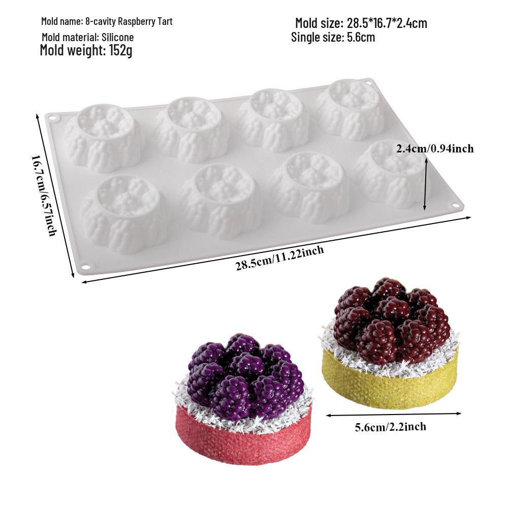 3D Fruchtmousse Silikon Kuchenformen: Birne, Apfel, Ananas, Pfirsich, Durian, Himbeere.
