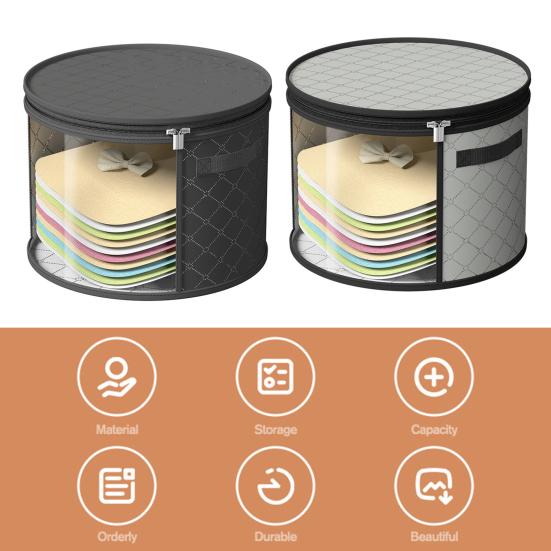 Transparent Hat Storage Bucket Cap Organizer Large Capacity Zipper Closure Dustproof Cowboy